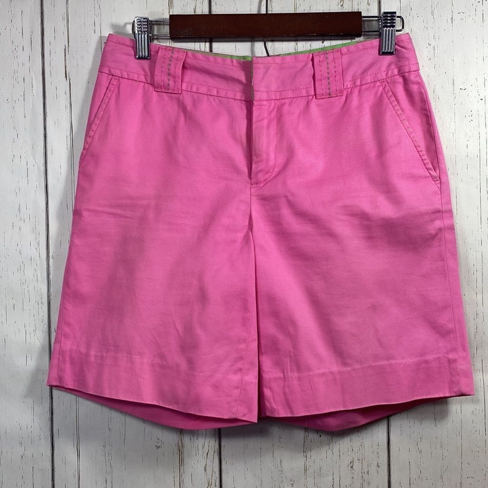 Lilly Pulitzer Pink Cotton Bermuda Shorts Size 0 Preppy Resort Coastal Resort